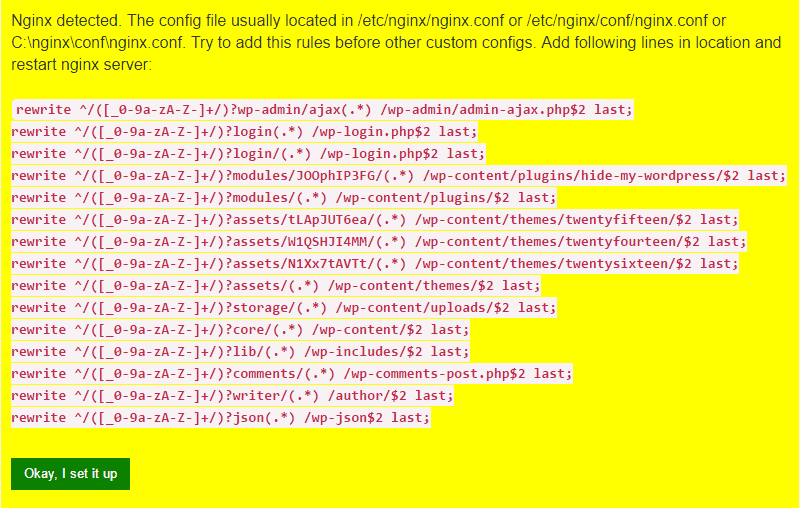 Hide My WP on Nginx server