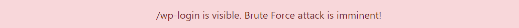 Security Check warning: login path visible, brute force attack risk