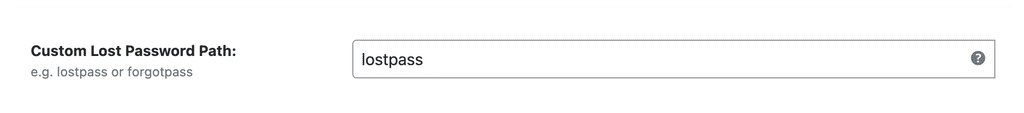 WP Ghost Custom Lost Password Path field in Login Security settings