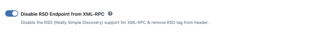 WP Ghost toggle to disable RSD Endtpoint access in API Security settings