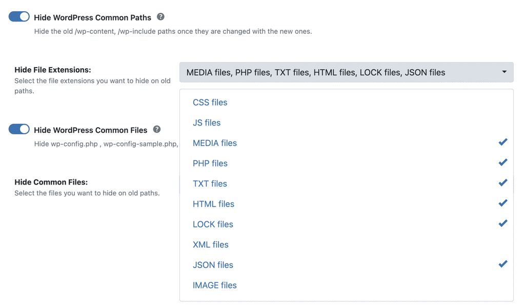 Under Hide File Extensions, select MEDIA Files from the list