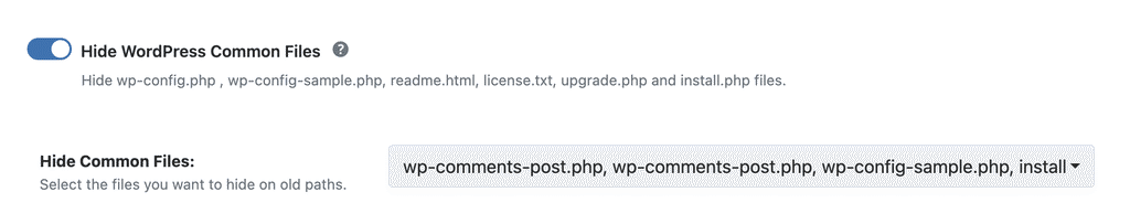 From the Hide Common Files list, select wp-comments-post.php. 