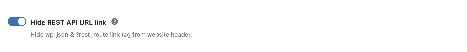 WP Ghost toggle to hide REST API URL link from website header