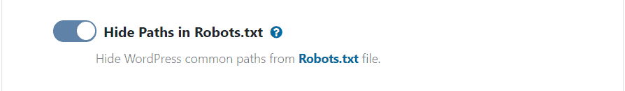 WP Ghost toggle to remove WordPress common paths from robots.txt