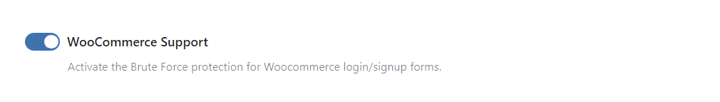 WP Ghost WooCommerce brute force protection toggle showing automatic WooCommerce detection