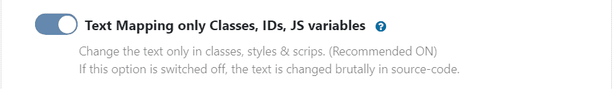 WP Ghost toggle to restrict Text Mapping to classes, IDs, and JS variables only