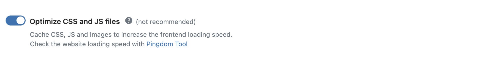 WP Ghost toggle to enable CSS and JS file optimization with server-level compression rules