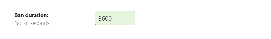 WP Ghost ban duration setting showing configurable lockout time in seconds
