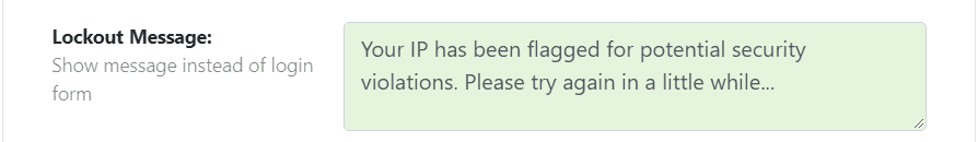 WP Ghost custom lockout message field for blocked IP addresses