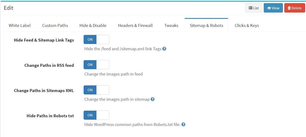 WP Ghost White Label preconfigured security check and monitoring settings