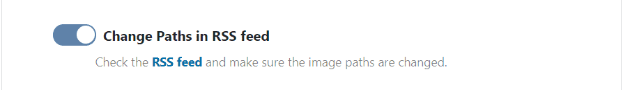 WP Ghost toggle to change image paths in RSS feed to custom paths