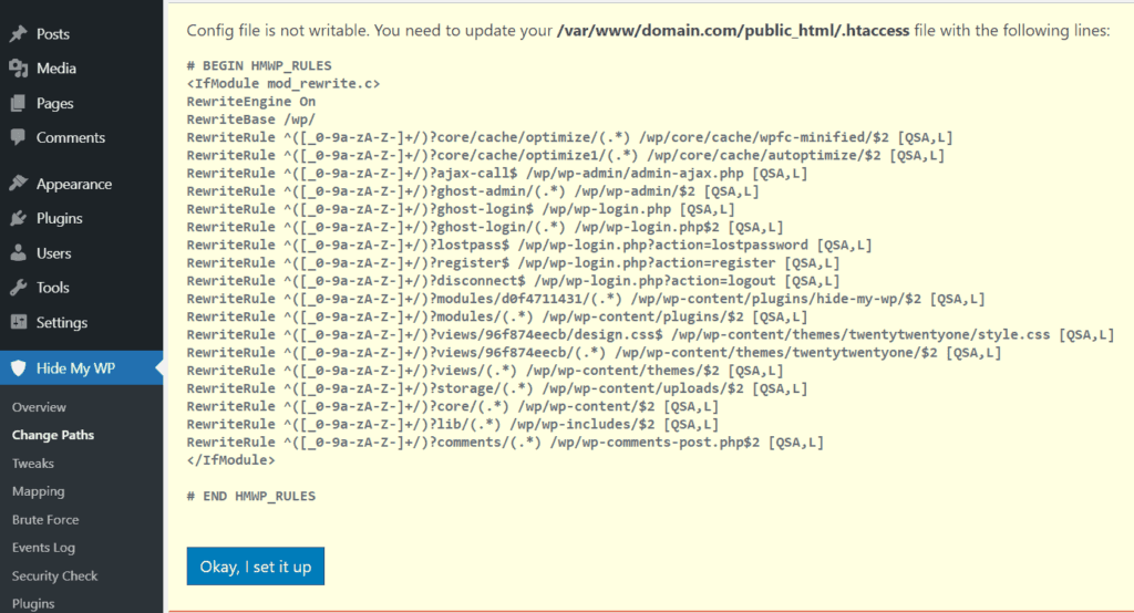 WP Ghost manual rewrite rules instructions for servers that do not allow automatic file writing