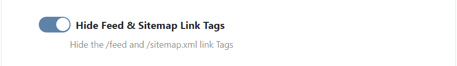 WP Ghost toggle to hide feed and sitemap link tags from the website header