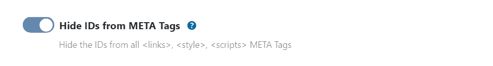 WP Ghost toggle to hide IDs from link, style, and script META tags