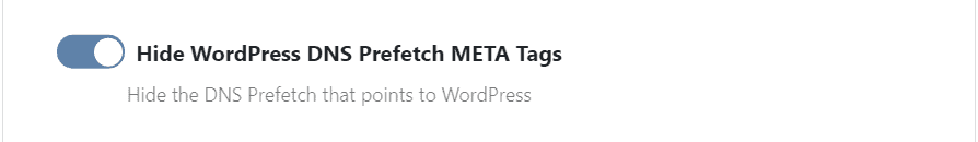 WP Ghost toggle to remove WordPress DNS prefetch META tags pointing to s.w.org
