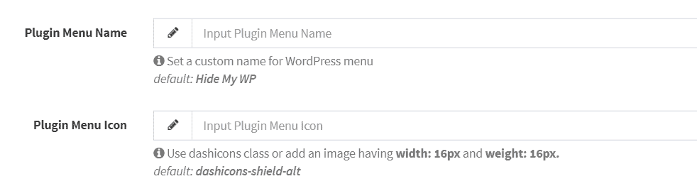 White Label Menu Icon and Menu Name fields in the WP Ghost customization panel