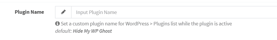 White Label Plugin Name field in the WP Ghost customization panel