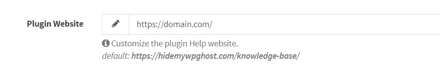 White Label Plugin Website URL field for redirecting help links to your own domain