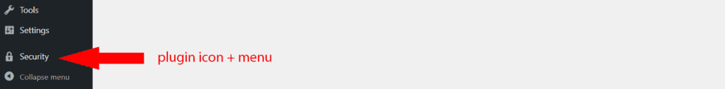 WordPress admin sidebar showing the white-labeled custom menu name and icon