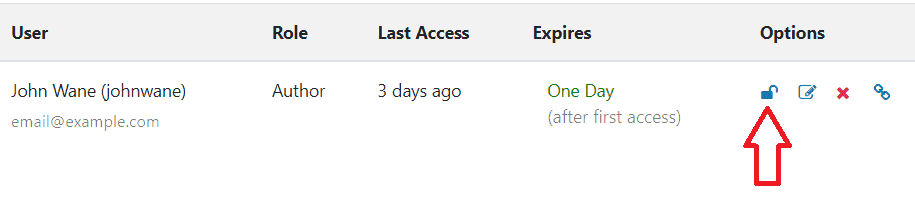 WP Ghost lock and unlock buttons for revoking temporary login access instantly