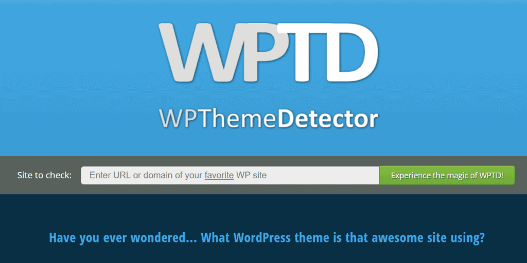 WP Theme Detector showing detected WordPress theme name and version