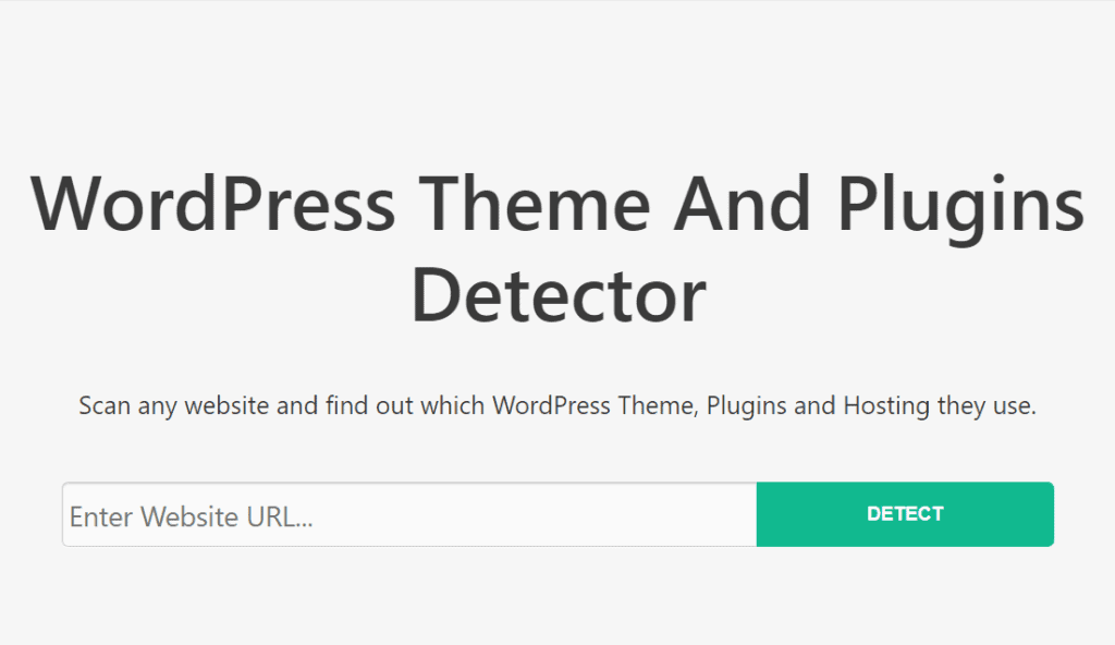 WP Detector online tool identifying WordPress theme and plugins