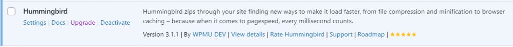 Hummingbird and WP Ghost plugins installed in the WordPress plugins list