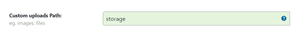 Custom Uploads Path field in WP Ghost set to storage for image path redirection