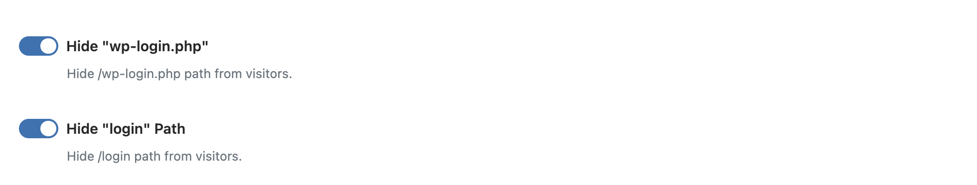 WP Ghost toggles to hide wp-login.php and login paths from visitors and bots