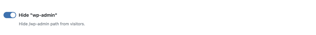 WP Ghost Hide wp-admin toggle in Admin Security settings