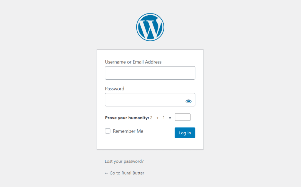 WP Ghost frontend test and login path verification screen after loading the Minimal preset