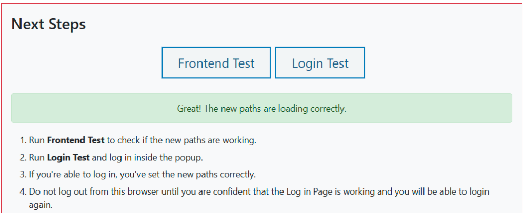 WP Ghost Frontend Test confirmation dialog with Yes it's working and No abort options