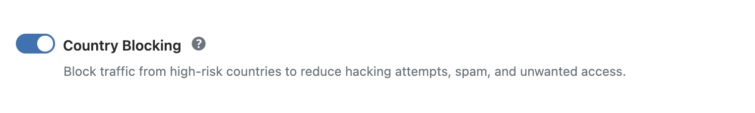 WP Ghost Country Blocking toggle in Geo Security settings