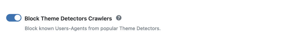 WP Ghost Block Theme Detectors Crawlers toggle in Header Security settings