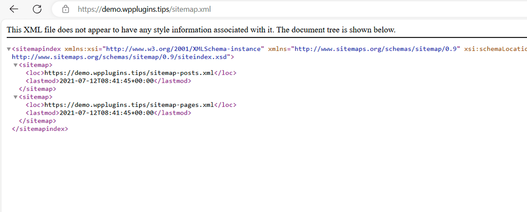 WordPress sitemap.xml showing clean raw XML after removing plugin author branding with WP Ghost
