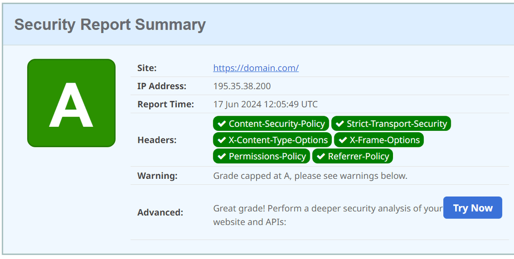 WP Ghost Header Security settings panel showing the toggle to enable all seven security headers at once