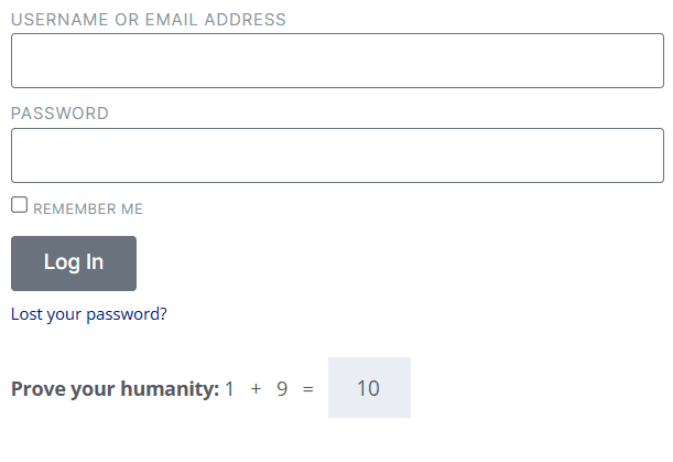Elementor login form with WP Ghost brute force reCAPTCHA protection added via shortcode