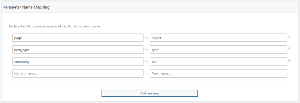 WP Ghost Admin Mapping Parameter Name Mapping section showing parameter name customization fields