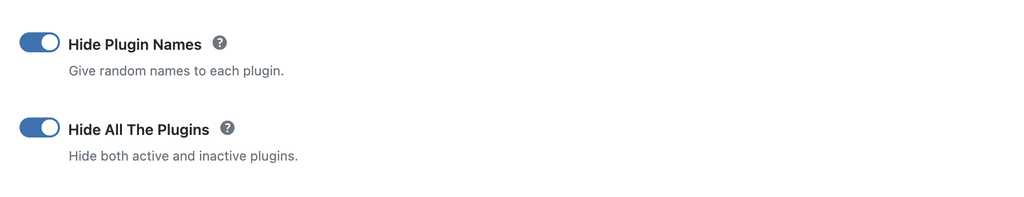 WP Ghost Hide Plugin Names toggle assigning random names to active plugins