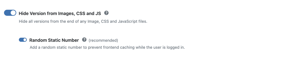 Switch on Hide WordPress Version