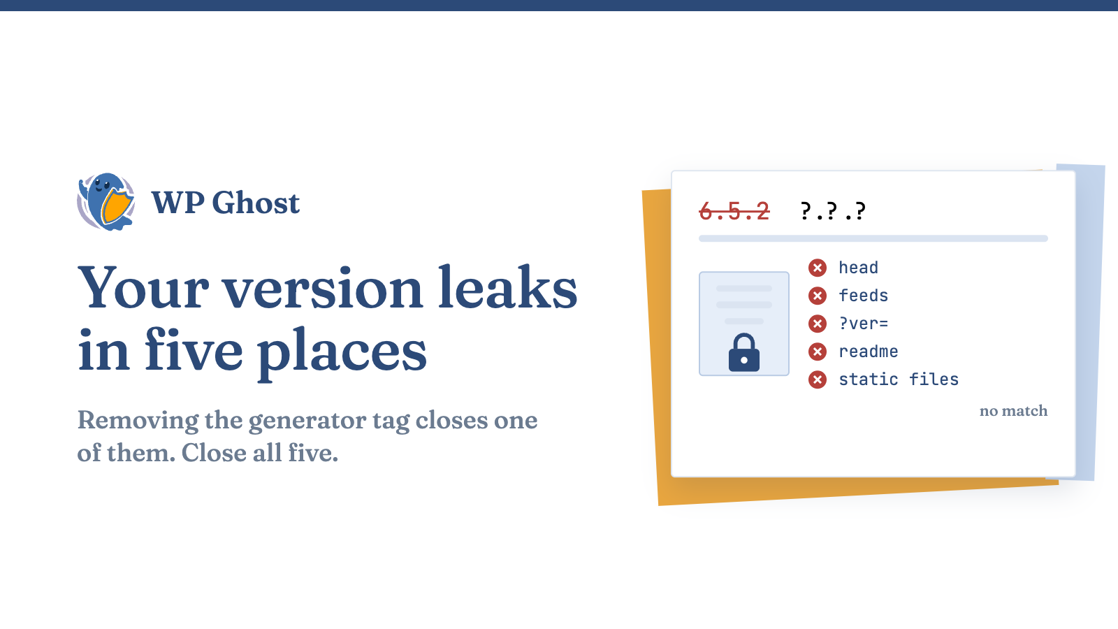 Card showing a struck-through WordPress version and five places that no longer match